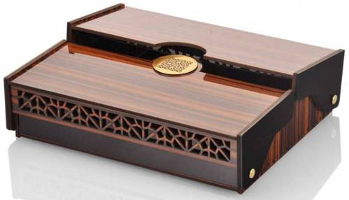 فایل برش لیزر جعبه چوبی لوکس با درب کشویی و طرح مشبک